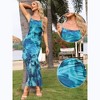 INSPIRE CHIC Women's Floral Mesh Ruffled Square Neck Sleeveless Bodycon Cami Maxi Dresses - 2 of 4