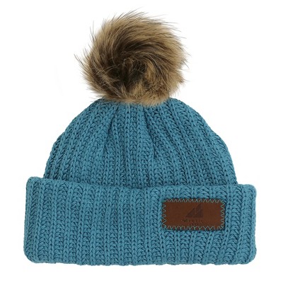 Image of Arctic Gear Infant Cotton Cuff Winter Hat with Pom Teal Blue with Shepard Pom