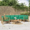 vidaXL 7 Piece Bamboo Patio Lounge Set with Green Cushions - Outdoor Furniture Set with Comfortable Backrest and Armrest, Modular Design - 2 of 4