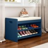 28in Entryway Bench with Shoe Storage End of Bed Bench with Cushioned Seat Blue - 2 of 4