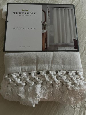 Crochet Trim Shower Curtain Cream - Threshold™ : Target