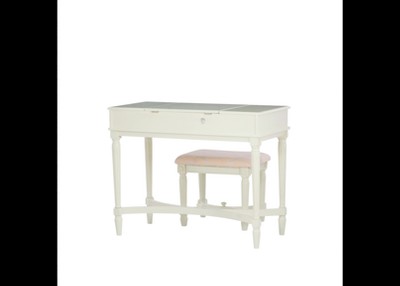 Cyndi Gray Wash Traditional Flip Top Vanity Set with Brass Accents