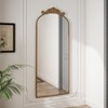 KTMBDW 58"x24"Arched Full Length Mirror, Wall Mounted or Standing Full Body Mirror with Vintage Ornate Carved Applique on Top for Bedroom or Cloakroom - 3 of 4