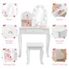Kids Vanity Set with Mirror, Makeup Table and Stool for Girls, Vanity Desk and Chair with Wood Makeup Playset for 4-9 Girls - 2 of 4