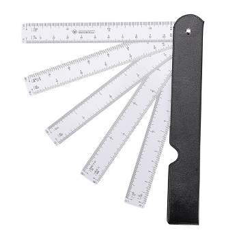 Unique Bargains Plastic Foldable Multifunctional Fan Design Metric Scale Ruler
