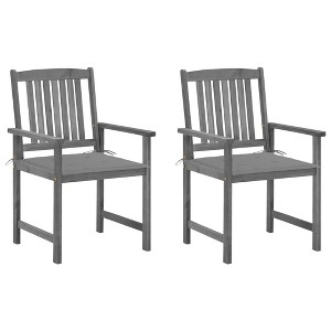 Garden Chair Set of 2 Grey Solid acacia wood vidaXL - 1 of 4