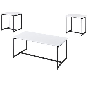 NicBex Modern Rectangle Coffee Table Set of 3 with Beveled Edges and Metal Frame for Living Room - 1 of 4