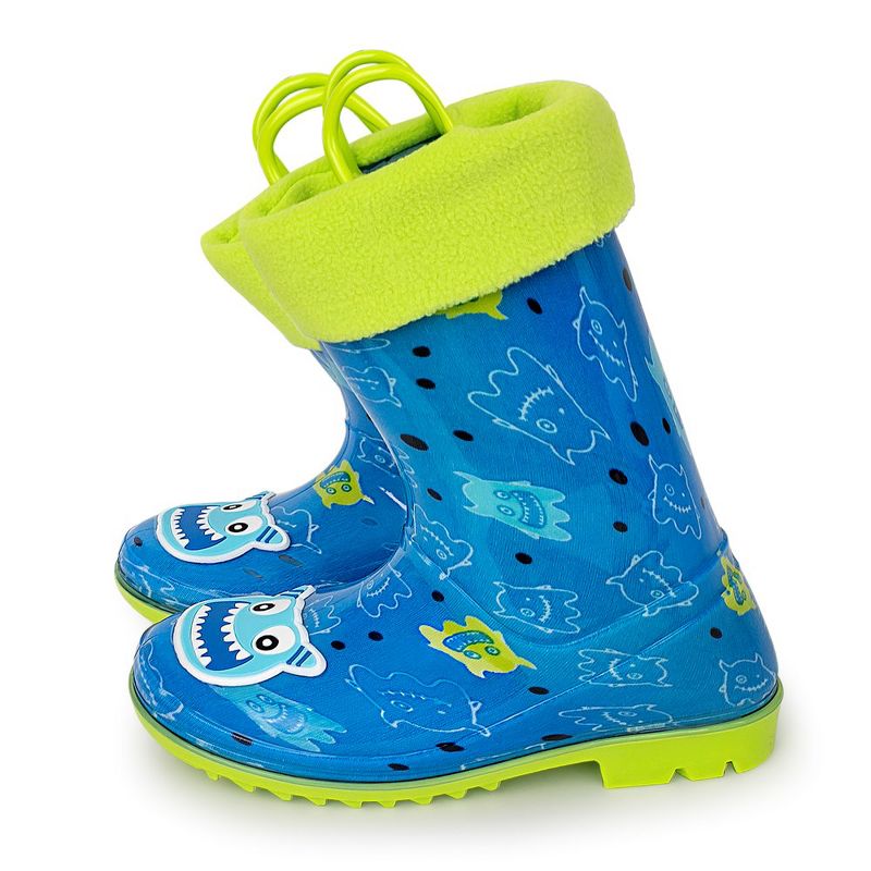 Addie & Tate Boys and Girls Rain Boots with Sock, Kids Rubber Boots- Size 8T-12 (Monster), 3 of 5