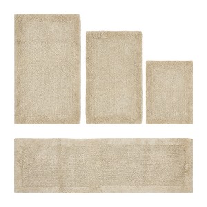 Edge Bath Rug 100% Premium Cotton Ultra-Soft Water Absorbent Tufted Solid Reversible 4 Piece Bathroom Rug Set for Machine Washable Bathmat - 1 of 2