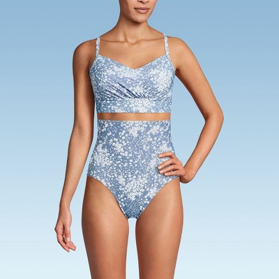 Lands' End Women's Slender Suit Pleated Tankini Top