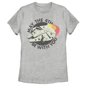 Women's Star Wars Retro Millennium Falcon May the 4th Be With You T-Shirt - 1 of 4