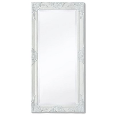 Aghana Digitals White Antique Rectangular Wall Mirror, 39.4x19.7in Baroque Design with Decorative