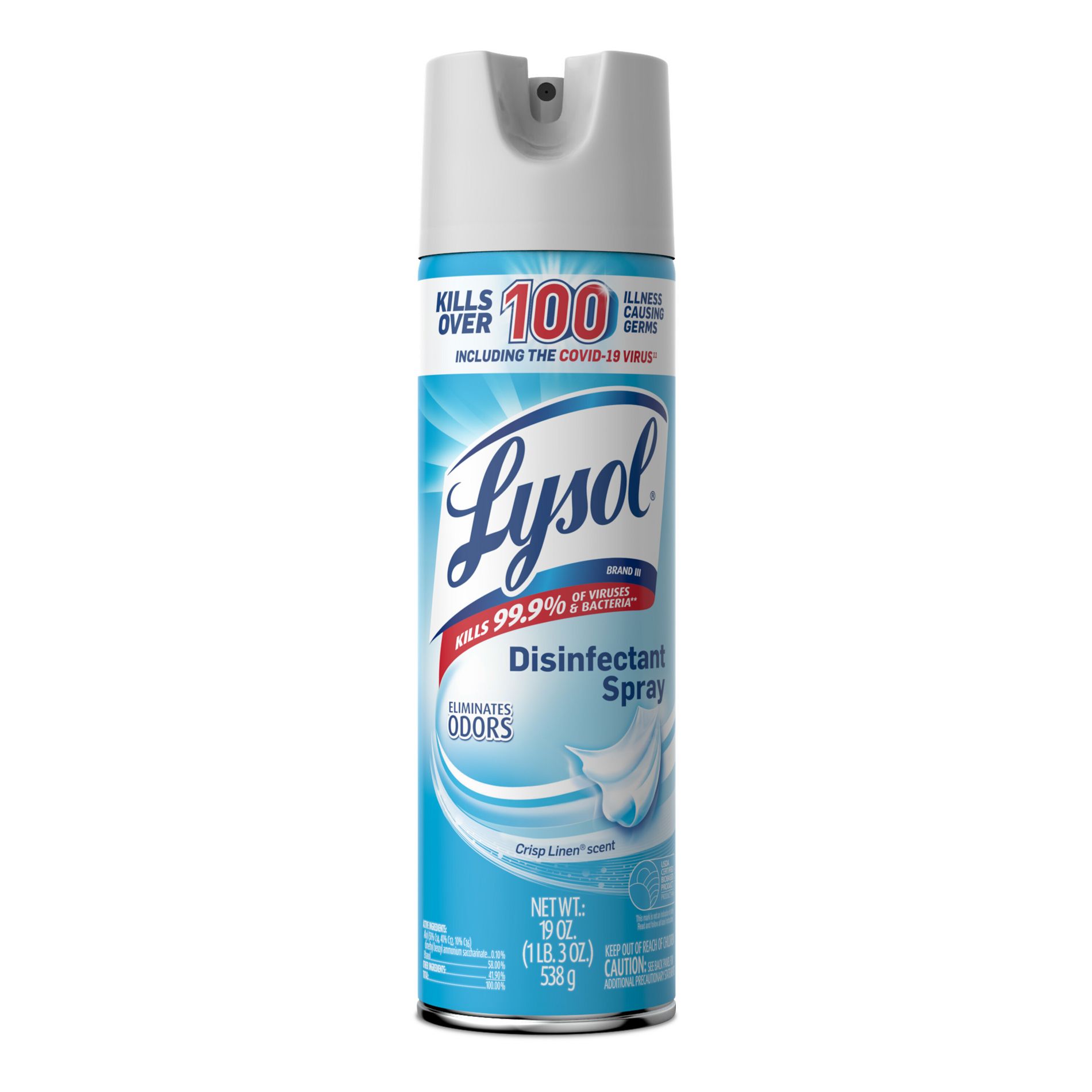 Lysol Crisp Linen Disinfectant Aerosol Spray - 19oz