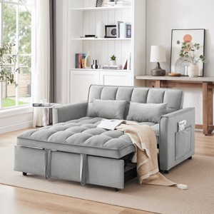 Daybed Sofa,Modern Velvet Daybed Sofa With Adjustable Back And Pillows,Convertible Sofa Bed,Daybed Sofa For Living Room-Cuddlewood - 1 of 4