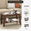 Modern Farmhouse Coffee Table with Storage Shelf, 2-Tier Rectangular Center Table - 3 of 4