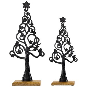 Northlight Starry Trees Metal Christmas Decorations - 18.5" - Black - Set of 2 - 1 of 4