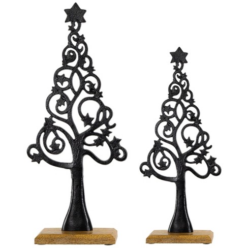 Northlight Starry Trees Metal Christmas Decorations - 18.5" - Black - Set of 2 - image 1 of 4