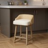 HomeRoots 24" Beige and Natural Solid Wood Fabric And Jute Low Back Counter Height Bar Chair - 2 of 4