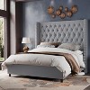 Bed Frame with 61.4" Headboard,Velvet Tufted and Handmade Pleat Deep Button - 2 of 4