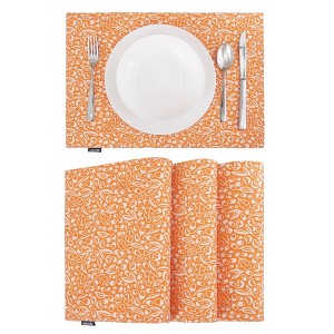Deconovo Reversible Waterproof Oxford Placemats 12"x18" | Floral & Solid Set of 4 - 1 of 4
