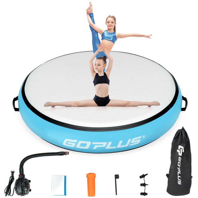 Costway 40'' Inflatable Round Gymnastic Mat Tumbling Floor Mat W/Electric Pump, 1 of 10