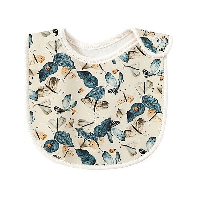 MyKids-Usa Baby Floral Print Covered Button Design Water Absorbing Bibs