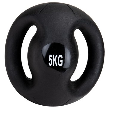 Mind Reader Medicine Ball with Handles, Black, 5 kg, 11 lb.