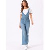 Allegra K Women's Casual Denim V Neck Zip Up Bell Bottom Jeans Jumpsuits - 4 of 4