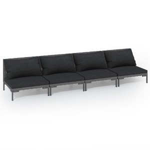 vidaXL Patio Lounge Set Outdoor Sectional Sofa Set Table Poly Rattan Dark Grey - 1 of 4