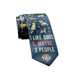 Crazy Dog T-Shirts I Like Dogs and Maybe 3 People Necktie Funny Neckties for Men Cool Dog Tie Mens Funny Ties - 1 of 4