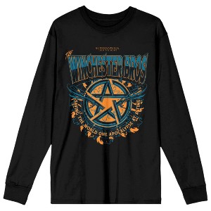 Supernatural Winchester Bros Composed Art Women's Black Long Sleeve Crew Neck Tee - 1 of 3