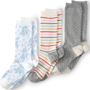 Lands' End Women's 3-Pack Seamless Pattern Crew Socks - 1 of 2