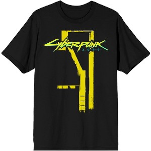 Cyberpunk 2077 Building Paint Logo Men's Black T-shirt - 1 of 3