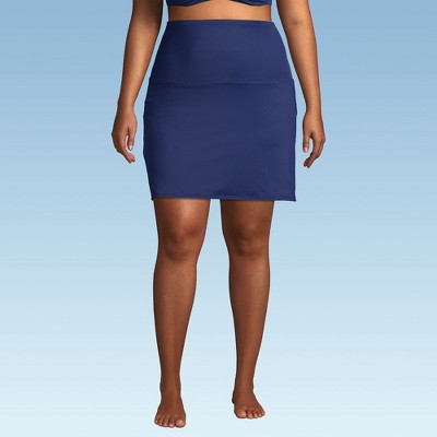 Lands' End Women's Tummy Control Ultra High Waisted Modest Swim Skirt Swim Bottoms