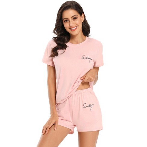 Cheibear Womens Lounge Summer Ruffle Cami Tops With Shorts Pajamas Sets  Pink Large : Target
