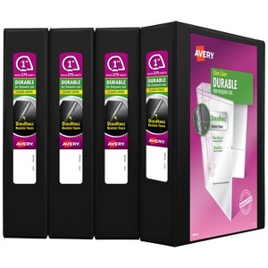 Avery Durable Clear View 3 Ring Binders, 1 Inch EZD Rings, 4-Pack of Black Binders (29960) - 1 of 4