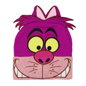 Disney Alice In Wonderland Cheshire Cat Beanie Embroidered Face 3D Ears Knit Hat Multicolored - 1 of 4