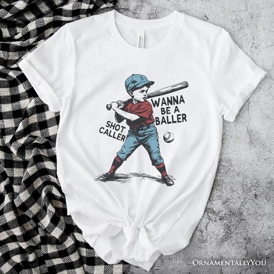 Baseball Retro T-Shirt Wanna Be a Baller, Vintage White and Natural Tee| OrnamentallyYou