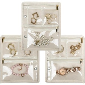 AUTUS Ring Binder Travel Jewelry Organizer with Clear Velvet Pouches, Portable Storage Book for Earrings, Rings & Necklaces - 1 of 4