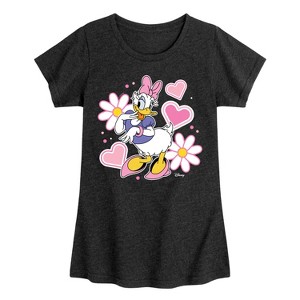 Girls' - Disney - Daisy Sticker Look Fitted Short Sleeve Graphic T-Shirt - 1 of 4