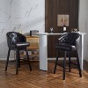 Sapphtopaz Set of 2 Swivel Bar Stools Upholstered Wood Dining Chairs with Button Backrest, Armless High Chair for Kitchen Island, Dining Room - 4 of 4