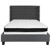 Emma and Oliver Full Accent Extended Panel Platform Bed/Memory Foam Mattress-Dark Gray Fabric - 4 of 4