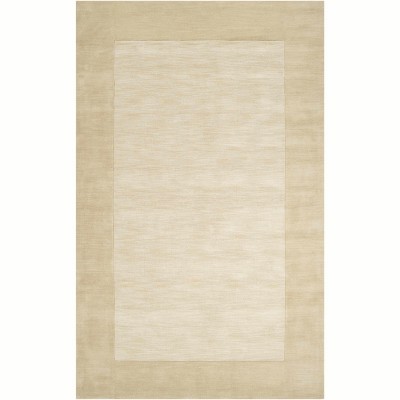 Hauteloom Bordered Solid Beige Wool Rug