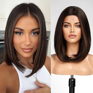 Jessie's Wig 10 Inch Straight Short Bob Lace Wigs Synthetic Hair 13*6 Lace Brown 1 Pc/Pack - 1 of 4