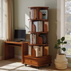 Vynxaria 360-Degree Rotating Narrow Bookshelf with 5-Tier Storage for Small Spaces - 1 of 4