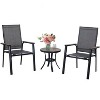 3pc Patio Dining Set with Small Round Table & Lightweight Sling Chairs - Captiva Designs: Outdoor Bistro, Balcony-Compatible - image 2 of 4