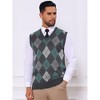 INSPIRE CHIC Men's Casual Sleeveless V-Neck Plaid Argyle Knit Sweater Vest - 4 of 4