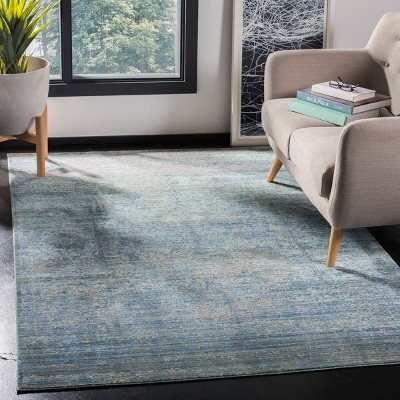 Mystique Blue and Multicolor Abstract Synthetic Area Rug