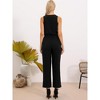 INSPIRE CHIC Women's Dressy Casual Jumpsuit Sleeveless Crew Neck Knit Wide Leg Rompers Jumpers - 3 of 4