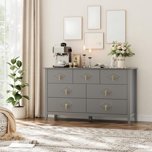 7 Drawer Dresser for Bedroom, 54"W Wooden Chest of Drawers with Metal Handles, Fluted Clothes Storage Organizer, Dresser TV Stand for Hallway - 1 of 4